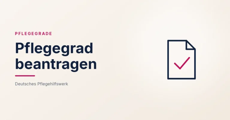 Grafik: Dokument mit Haken – Pflegegrad beantragen (Pflegegrade), Deutsches Pflegehilfswerk