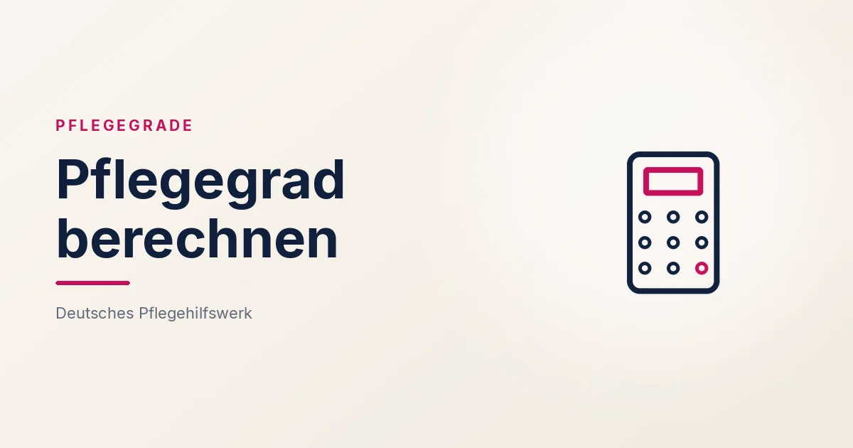 Grafik: Taschenrechner – Pflegegrad berechnen (Pflegegrade), Deutsches Pflegehilfswerk