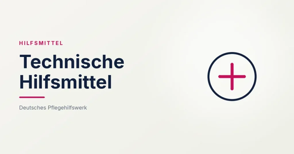 Grafik: Kreuz im Kreis – Technische Hilfsmittel (Hilfsmittel für Senioren), Deutsches Pflegehilfswerk